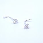 Sterling Silver Crystal Heart L-Shaped Nose Pin